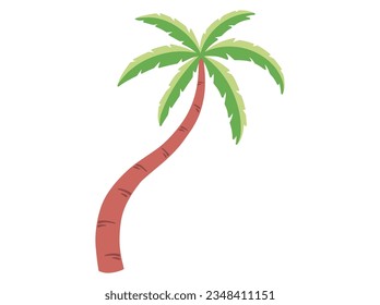 Coconut Palm Tree Illustration with Green Leaves