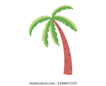 Coconut Palm Tree Illustration with Green Leaves