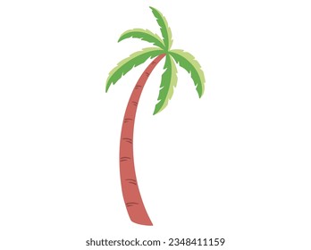 Coconut Palm Tree Illustration with Green Leaves
