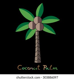 Coconut palm tree isolated on white. Summer holidays vector illustration.