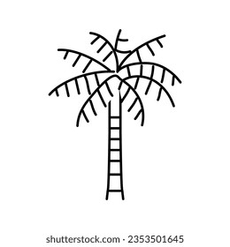 vector de icono de la línea de la palmera del coco. signo de la palmera de coco. símbolo de contorno aislado ilustración negra