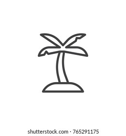 Coconut palm tree line icon, outline vector sign, linear style pictogram isolated on white. Tropical island symbol, logo illustration. Editable stroke