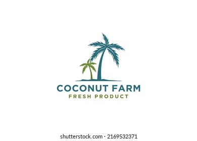 Coconut palm tree logo silhouette design beach island tropical flora leaf