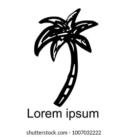 Coconut palm tree logo. Sketch hand drawn isolated on a white background
