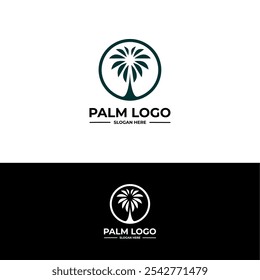 coconut palm tree logo vector