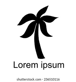 Coconut palm tree natural icon isolated on a white background, art logo design