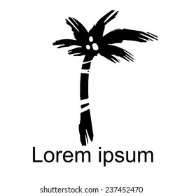 Coconut palm tree natural icon isolated on a white background, art logo design