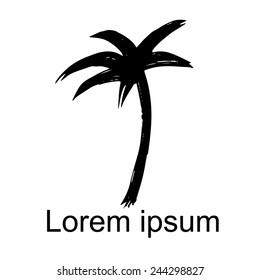 Coconut palm tree natural icon isolated on a white background, art logo design