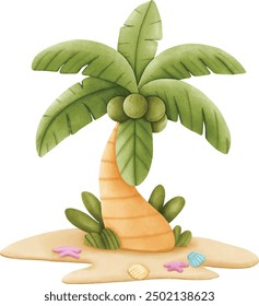 Palmera de coco en la playa