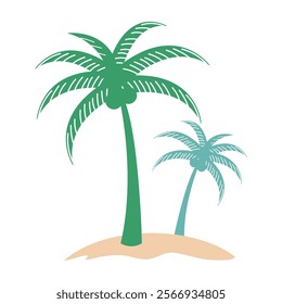 coconut, palm tree on island icon