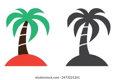 coconut palm tree on tropical island tourism travel icon