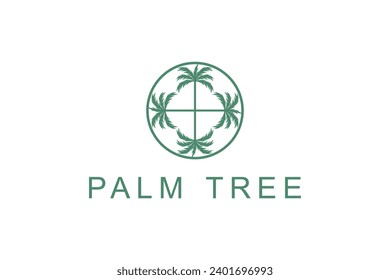 Coconut palm tree ornament decoration logo design element vector template icon symbol.