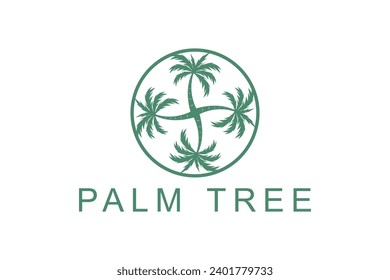 Coconut palm tree ornament decoration logo design element vector template icon symbol.