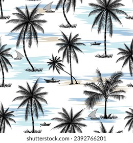 Coconut Palm Tree pattern on white background