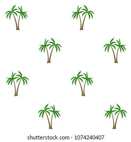 Coconut palm tree pattern textile material tropical forest background. Cool vector wallpaper repeating pattern. Awesome tropical plants, coconut trees, beach palms textile background design.