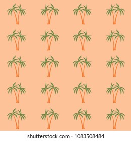 Coconut palm tree pattern textile material tropical forest background. Rainforest vector wallpaper repeating pattern. Minimal tropical plants, coconut trees, beach palms textile background design.