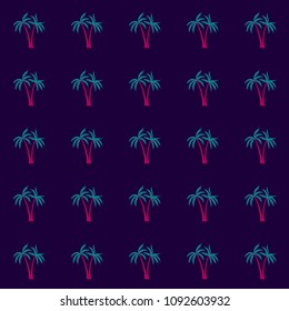 Coconut palm tree pattern textile material tropical forest background. Natural vector fabric repeating pattern. Awesome tropical plants, coconut trees, beach palms textile background design.