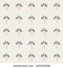 Coconut palm tree pattern textile material tropical forest background. Natural vector fabric repeating pattern. Awesome tropical plants, coconut trees, beach palms textile background design.