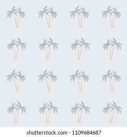 Coconut palm tree pattern textile material tropical forest background. Cool vector swatch repeating pattern. Minimal tropical plants, coconut trees, beach palms textile background design.