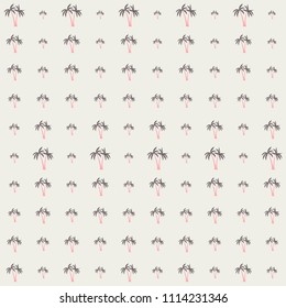 Coconut palm tree pattern textile material tropical forest background. Flat vector swatch repeating pattern. Minimalist tropical plants, coconut trees, beach palms textile background design.