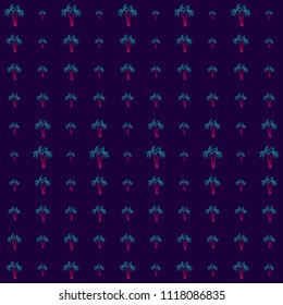 Coconut palm tree pattern textile material tropical forest background. Growing vector wallpaper repeating pattern. Minimalist tropical plants, coconut trees, beach palms textile background design.