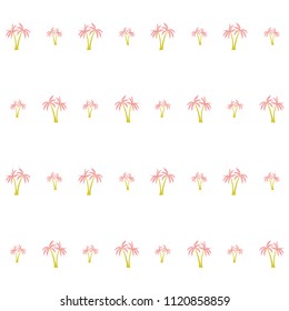 Coconut palm tree pattern textile material tropical forest background. Thailand vector fabric repeating pattern. Simple tropical plants, coconut trees, beach palms textile background design.