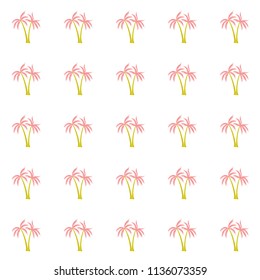 Coconut palm tree pattern textile material tropical forest background. Bohemian vector wallpaper repeating pattern. Marvelous tropical plants, coconut trees, beach palms textile background design.