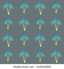 Coconut palm tree pattern textile material tropical forest background. Thailand vector wallpaper repeating pattern. Simple tropical plants, coconut trees, beach palms textile background design.