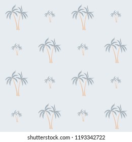 Coconut palm tree pattern textile material tropical forest background. Growing vector fabric repeating pattern. Minimalist tropical plants, coconut trees, beach palms textile background design.