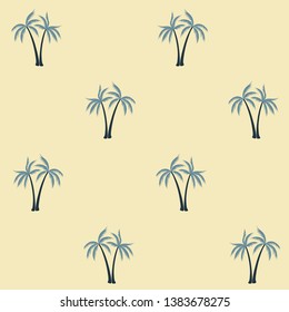 Coconut palm tree pattern textile material tropical forest background. Fashionable vector swatch repeating pattern. Awesome tropical plants, coconut trees, beach palms textile background design.