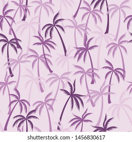 Coconut palm tree pattern textile seamless tropical forest background. Cool vector fabric repeating pattern. Simple tropical plants, coconut trees, beach palms textile background design.