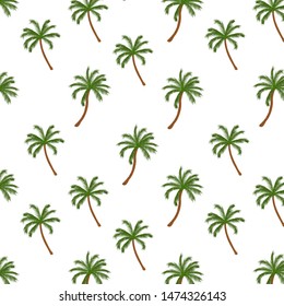 Coconut palm tree seamless pattern vector illustrations on white background