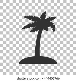 Coconut palm tree sign. Dark gray icon on transparent background.