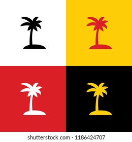 Coconut palm tree sign. Vector. Icons of german flag on corresponding colors as background.