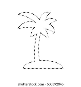 Coconut palm tree sign. Vector. Black dotted icon on white background. Isolated.