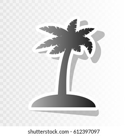 Coconut palm tree sign. Vector. Blackish icon on transparent background with transition.