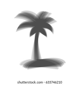 Coconut palm tree sign. Vector. Gray icon shaked at white background.