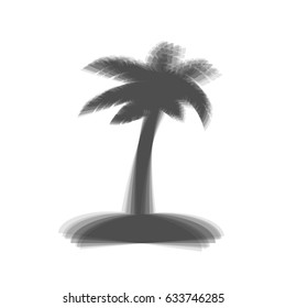 Coconut palm tree sign. Vector. Gray icon shaked at white background.