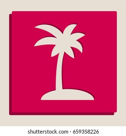 Coconut palm tree sign. Vector. Grayscale version of Popart-style icon.