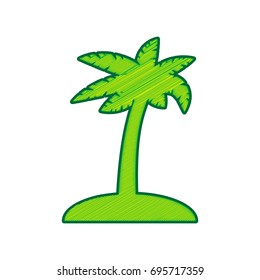 Coconut palm tree sign. Vector. Lemon scribble icon on white background. Isolated