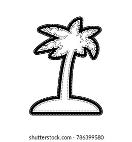 Coconut palm tree sign. Vector. Flat style black icon on white.