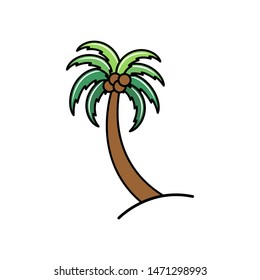 Coconut, palm tree silhouette icon. simple flat vector illustration