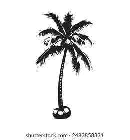 coconut palm tree silhouette illustrations in black
