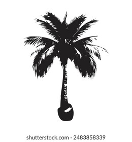 coconut palm tree silhouette illustrations in black
