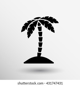 Coconut palm tree silhouette isolated illustration Icon sign on white background.