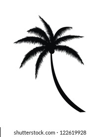 Coconut Palm Tree Silhouette on Beach Vector