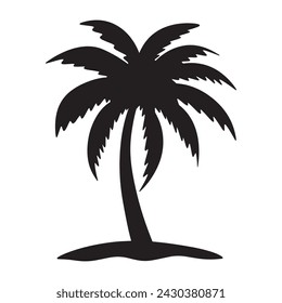 Coconut palm tree silhouette. vector illustration.