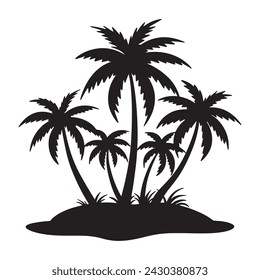 Coconut palm tree silhouette. vector illustration.