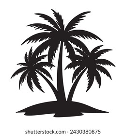 Coconut palm tree silhouette. vector illustration.