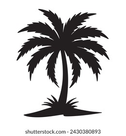 Coconut palm tree silhouette. vector illustration.